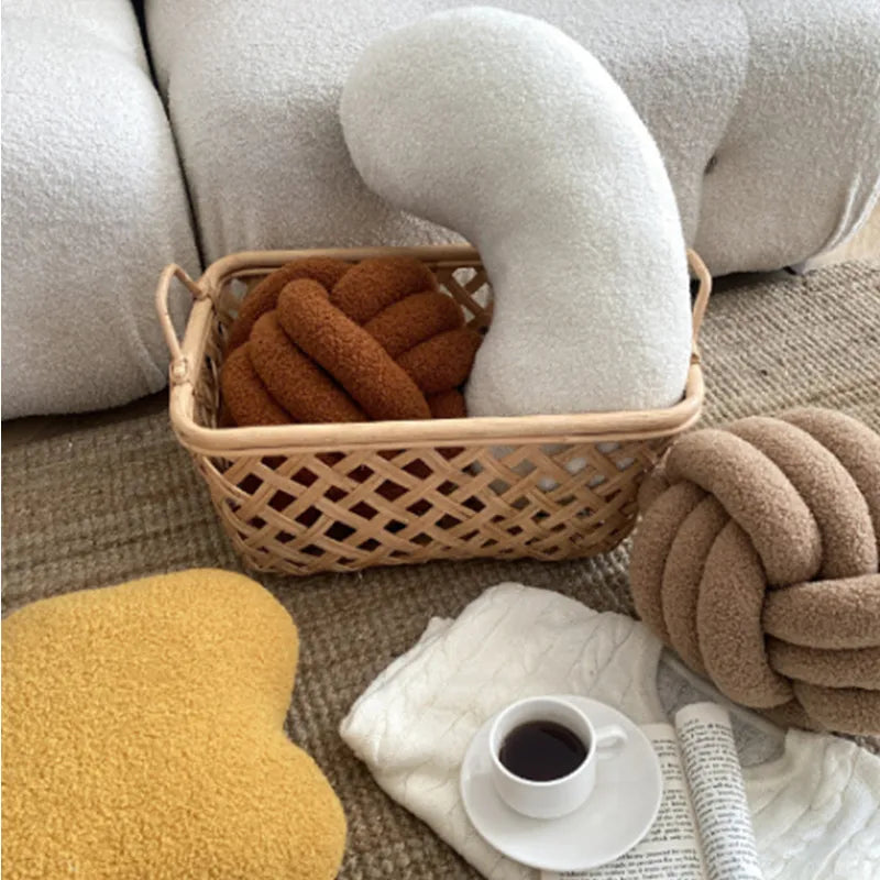 Nordic Bouclé Abstract Kissen – Minimalistisches Plüschkissen | Heim Zeile