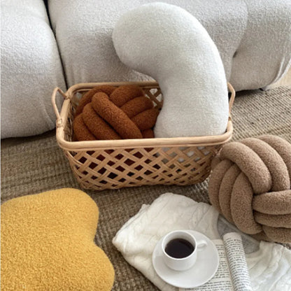 Nordic Bouclé Abstract Kissen – Minimalistisches Plüschkissen | Heim Zeile