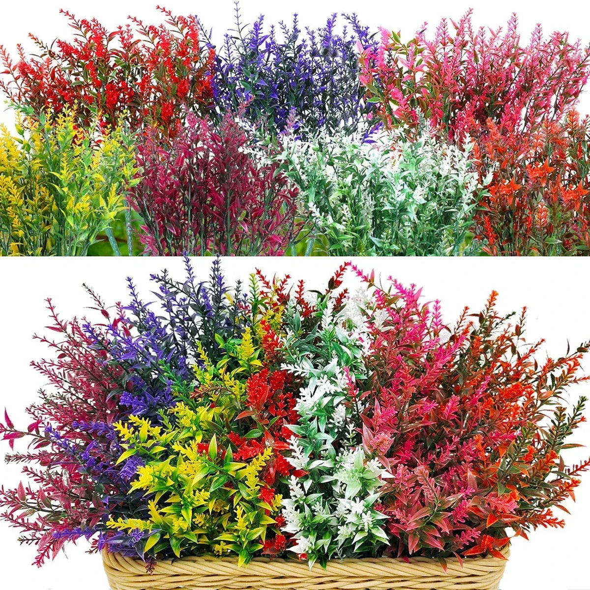 Florabell 12-teiliges Set Künstliche Lavendel Künstliche Pflanzen für Hochzeiten, Vasen, Girlanden & Dekoration für Innen & Außen