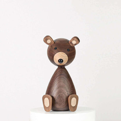 Danish wooden brown bear family ornaments
