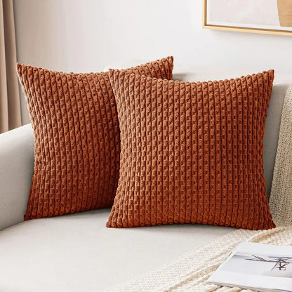 Weiches geripptes Samt Dekorationskissen mit Streifen im Boho-Stil für Sofa und Bett