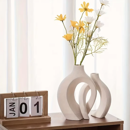 Boho Keramikvase – Handgemachte dekorative Vase