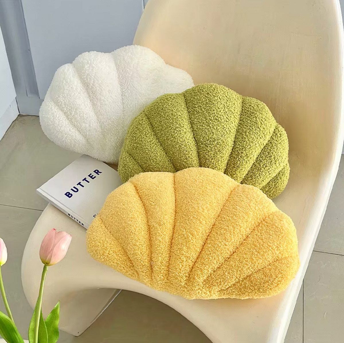 Pastell Schalenkissen – Flauschiges Bouclé-Plüschkissen | Heim Zeile