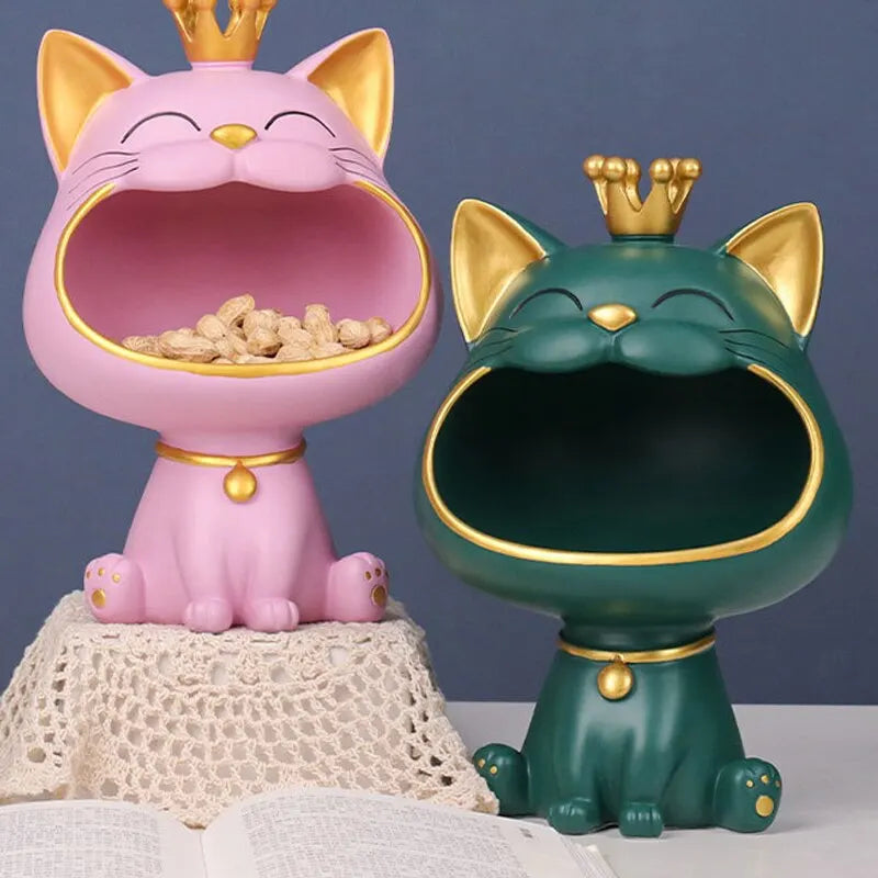 Fortune Crown Big Mouth Cat Eingang Schlüsselhalter Dekorationsornament, Licht Luxus Einweihungsgeschenk Skulptur