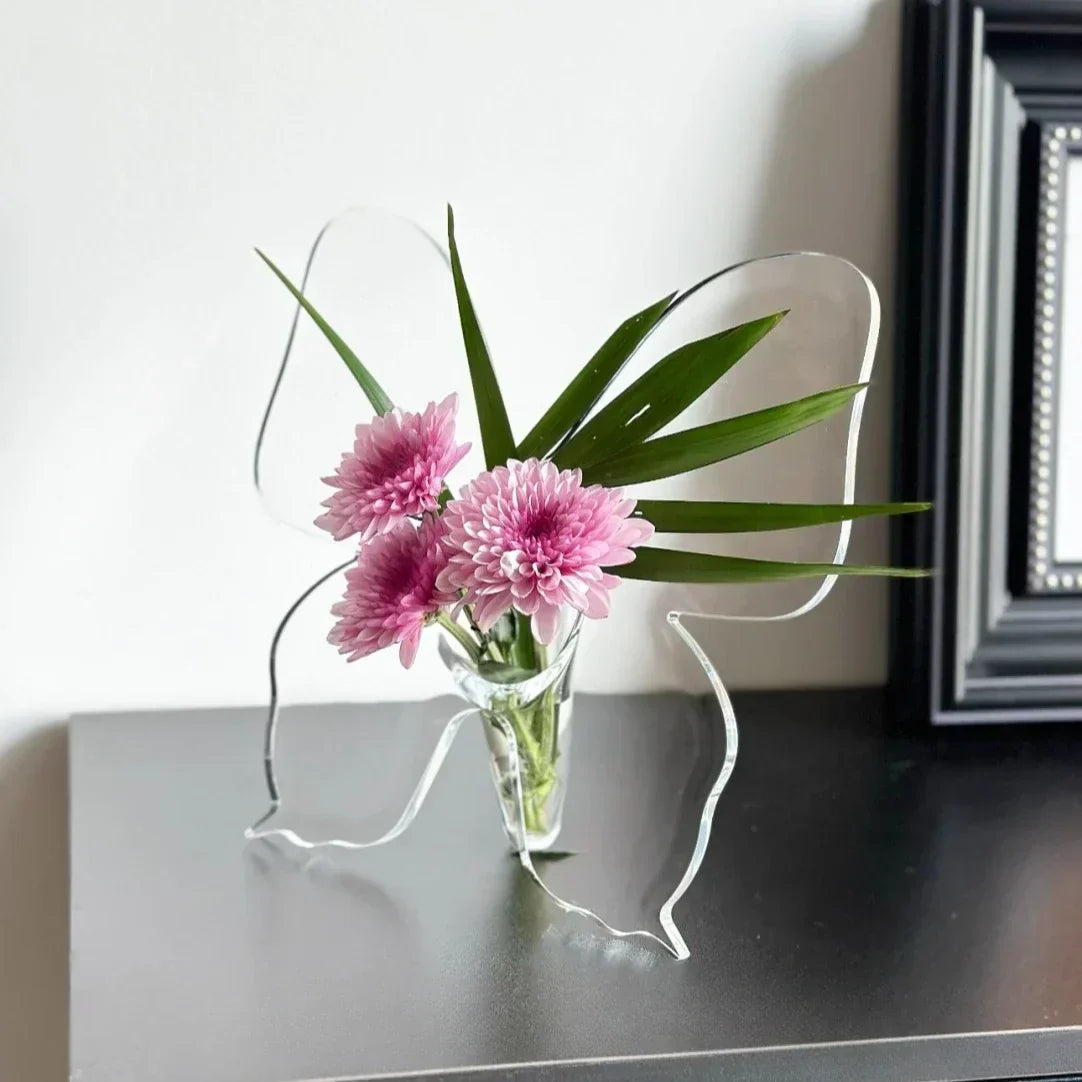 Künstlerische Schmetterling Klare Blumen Vase