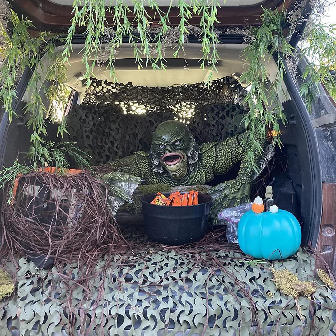 Kreatur Die schwarze Lagune Grab Skulpturen Figur Gartenbau Außenornamente Monster Statue Mann Halloween Deko