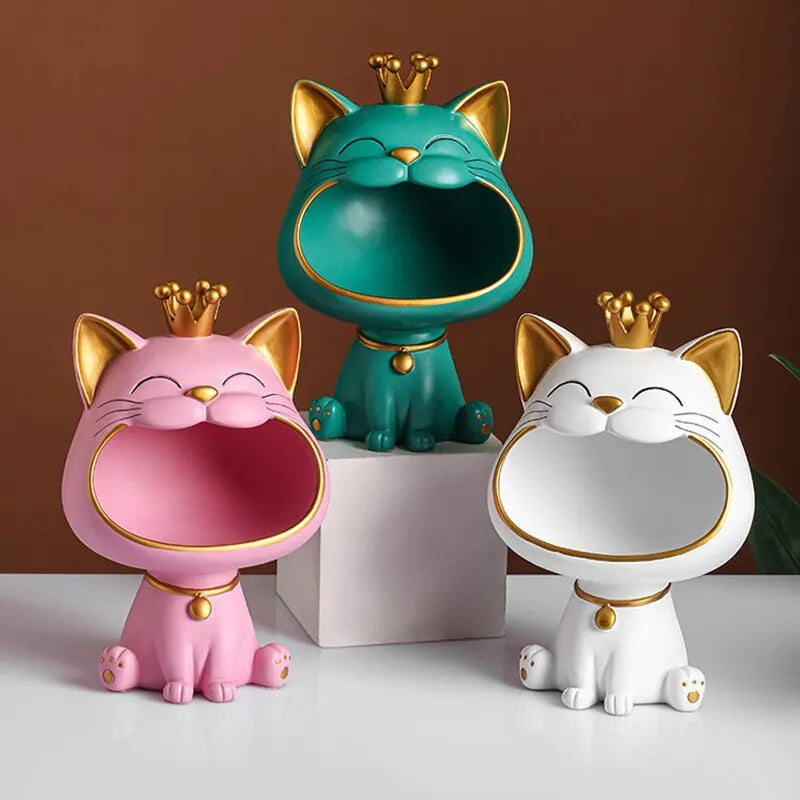 Fortune Crown Big Mouth Cat Eingang Schlüsselhalter Dekorationsornament, Licht Luxus Einweihungsgeschenk Skulptur