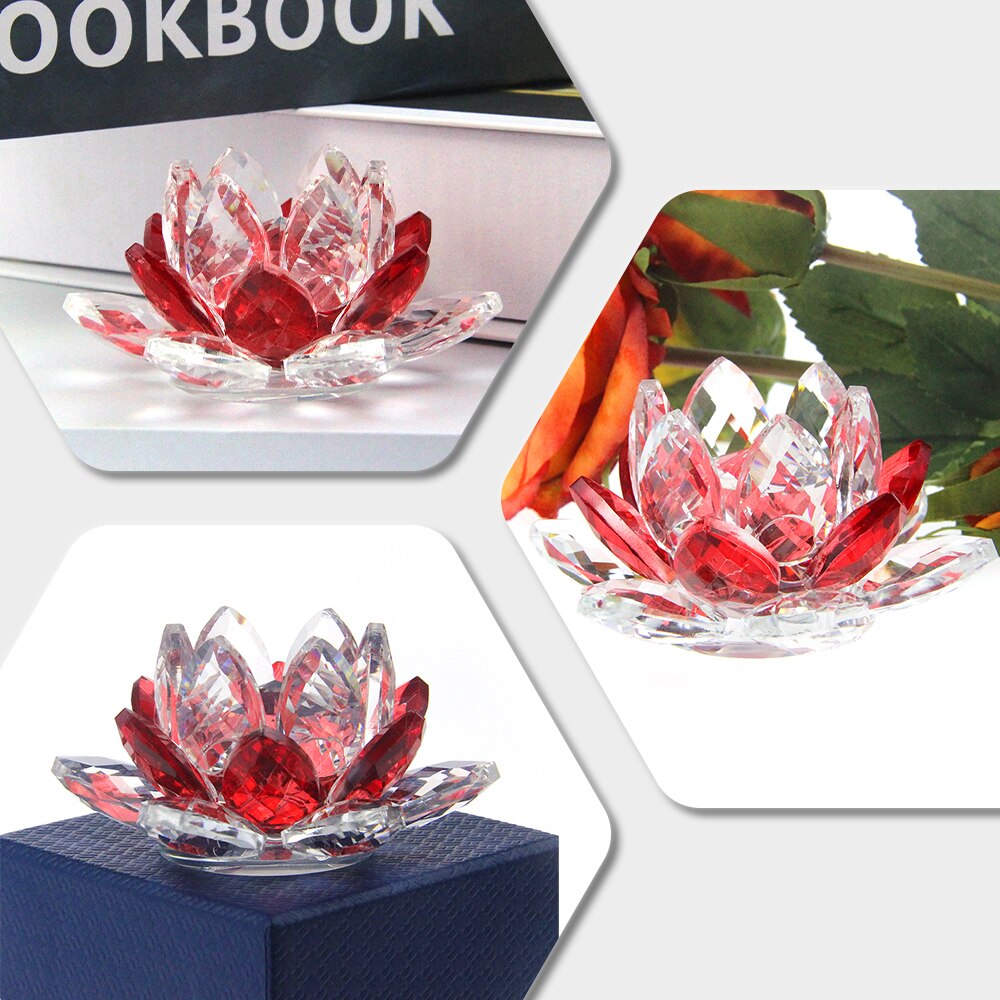 Kristall-Lotusblume Handwerk Glas Briefbeschwerer Heimdekoration Ornamente Figuren Haus Hochzeit Party Dekor Geschenke Souvenir