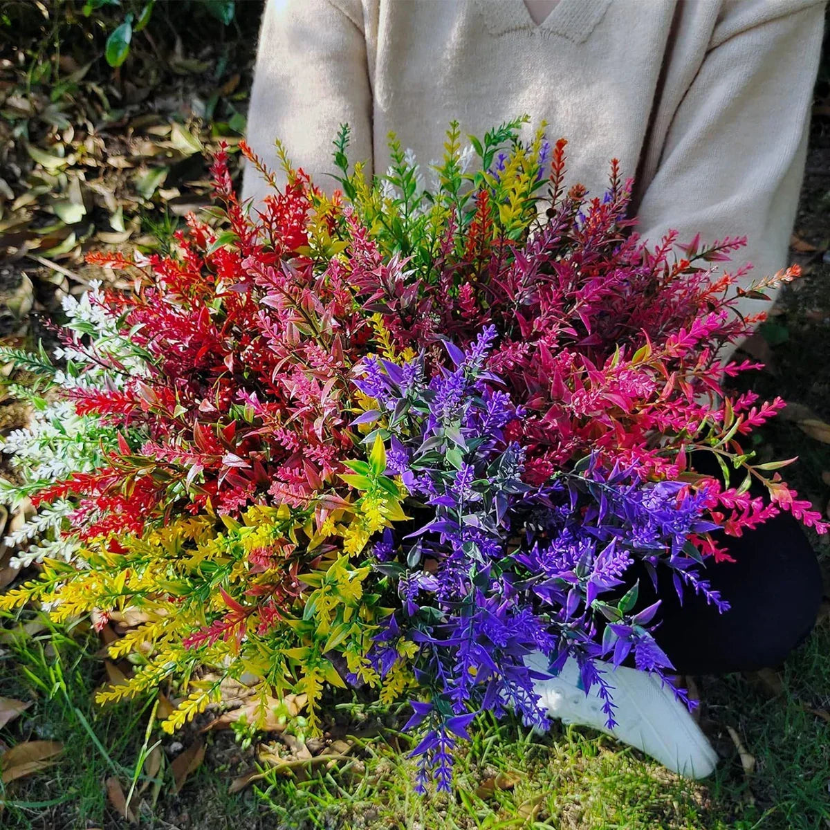 Florabell 12-teiliges Set Künstliche Lavendel Künstliche Pflanzen für Hochzeiten, Vasen, Girlanden & Dekoration für Innen & Außen