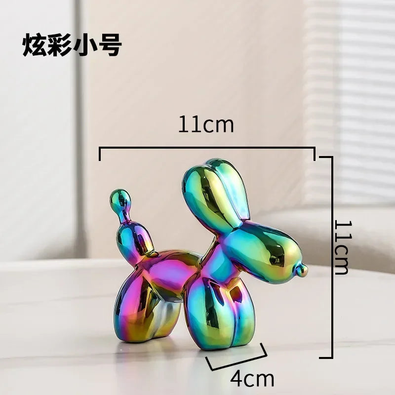 Nordic Ceramic Balloon Dog Sculpture Gold Animal Decoration Statue Living Room Ornaments Creative Desk Ornament Home Decor