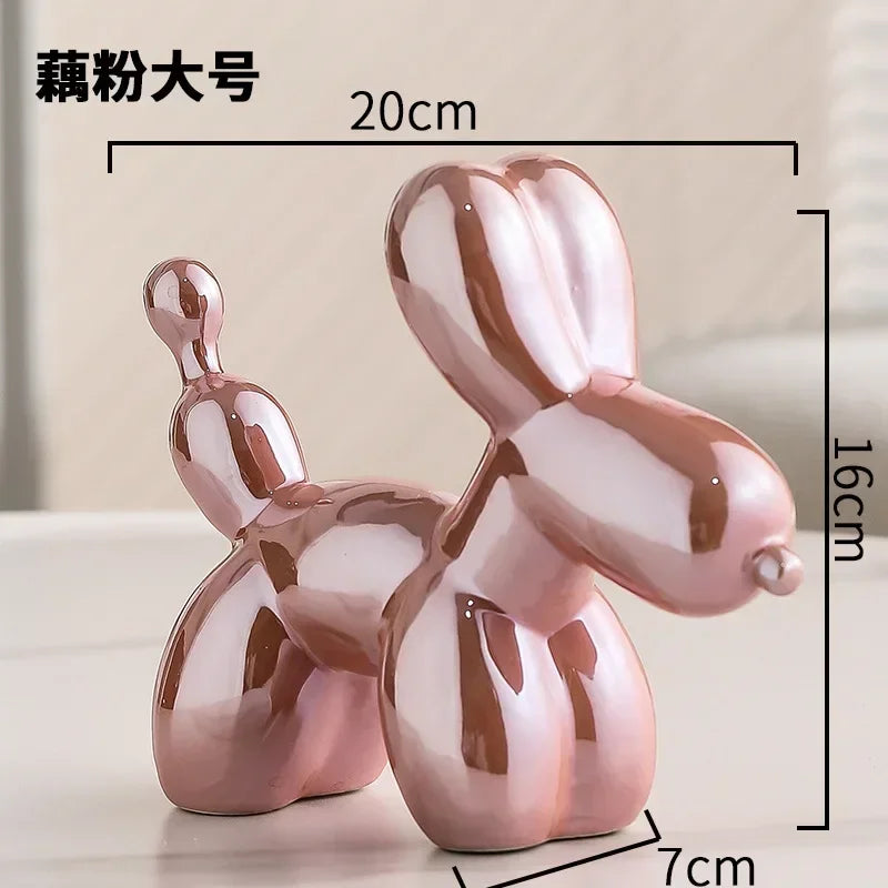 Nordic Ceramic Balloon Dog Sculpture Gold Animal Decoration Statue Living Room Ornaments Creative Desk Ornament Home Decor