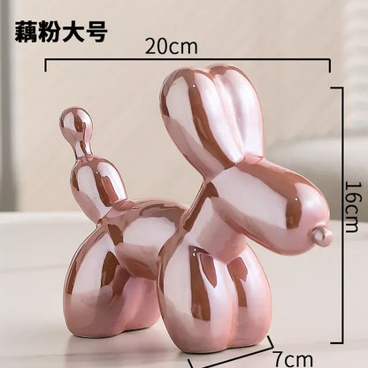 Nordic Ceramic Balloon Dog Sculpture Gold Animal Decoration Statue Living Room Ornaments Creative Desk Ornament Home Decor
