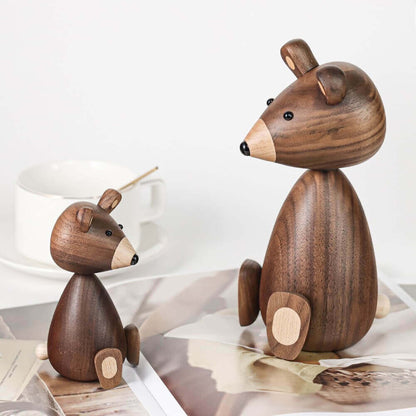 Danish wooden brown bear family ornaments