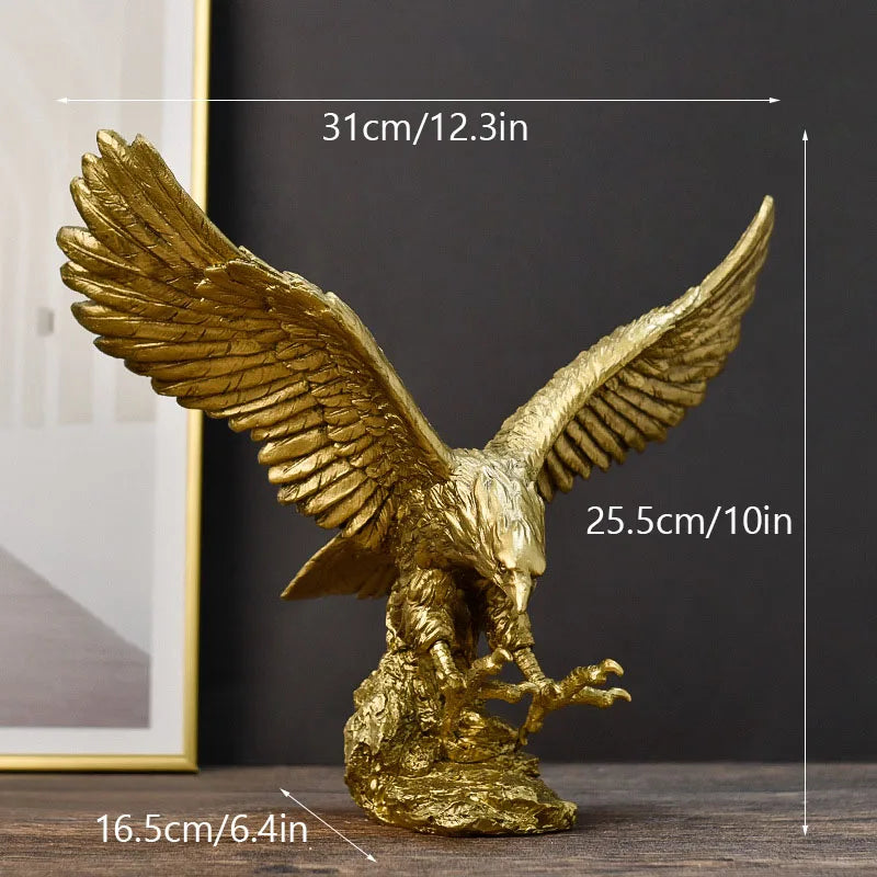 Resin Golden Eagle Statue Kunst Tier Modell Sammlung Ornament Home Office Schreibtisch Feng Shui Dekor Figuren einfach