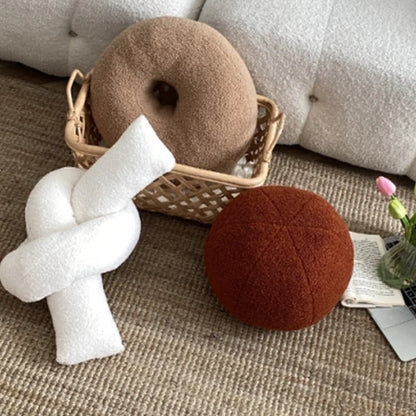 Nordic Bouclé Abstract Kissen – Minimalistisches Plüschkissen | Heim Zeile