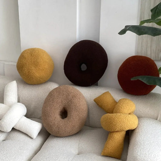 Nordic Bouclé Abstract Kissen – Minimalistisches Plüschkissen | Heim Zeile