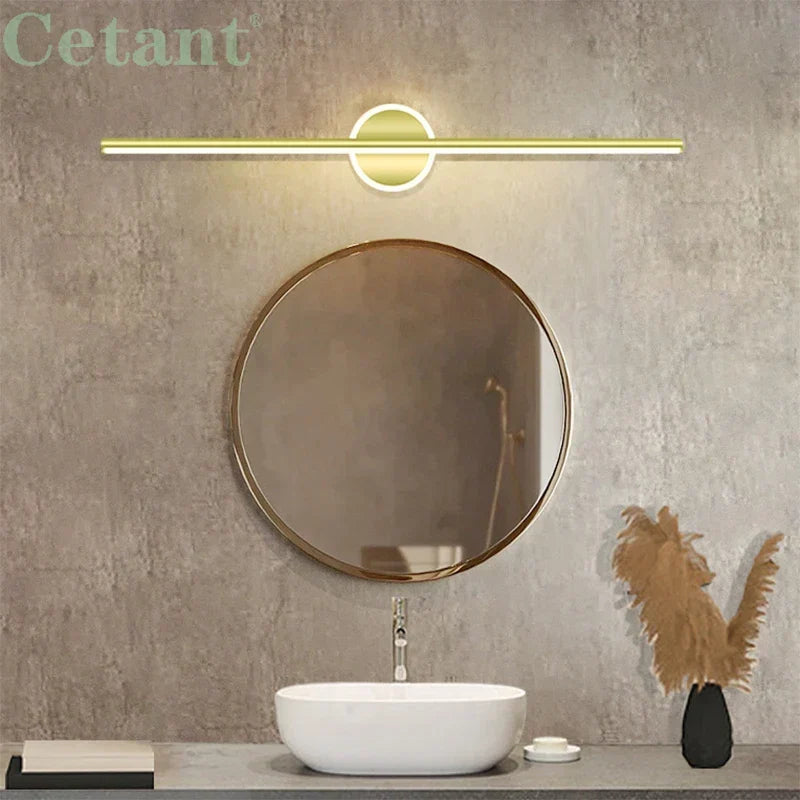 Heim Zeile | LED Wandleuchte LineaLux | Schwarz & Gold | 40/60/80 cm | Warm, Kalt & Dreifarbiges Licht | Moderne Spiegel & Wandbeleuchtung