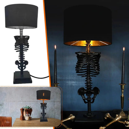 Handgefertigte gotische Skelett-Tischlampe