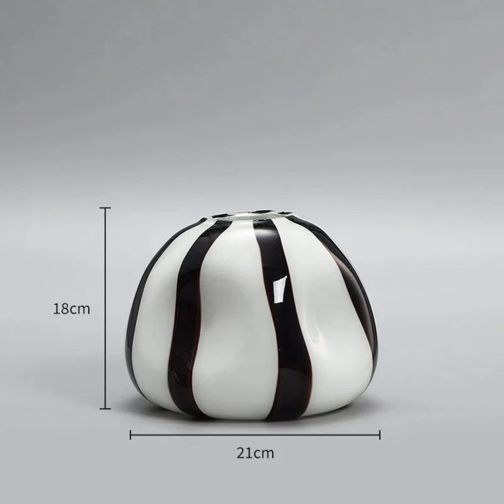 Thurid Glas Gestreifter Kürbis Vase