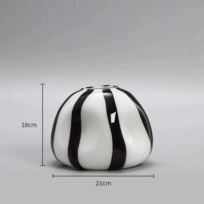 Thurid Glas Gestreifter Kürbis Vase