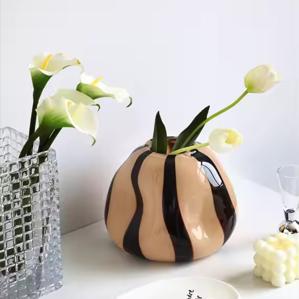 Thurid Glas Gestreifter Kürbis Vase