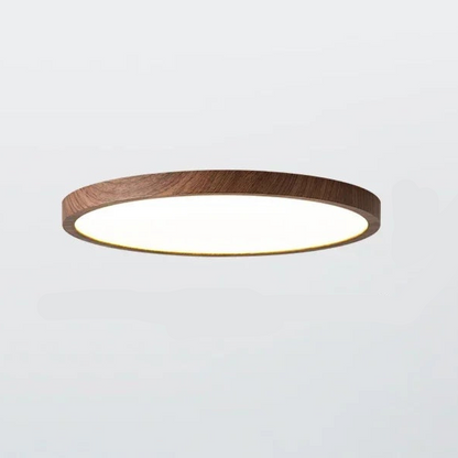 Moderne runde Deckenleuchte mit einstellbarem LED-Licht in warmer Walnussfarbe für Wohnzimmer und Schlafzimmer