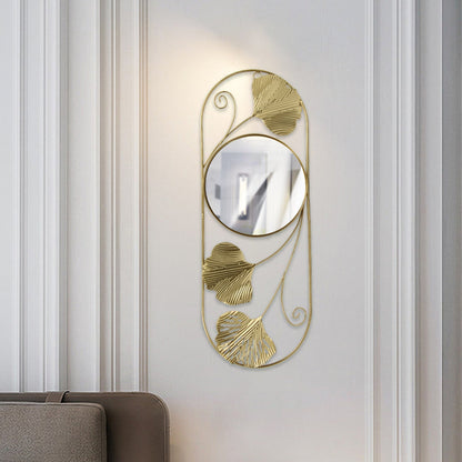 Heim Zeile | Eleganter Metall Ginkgo Blatt Wandspiegel