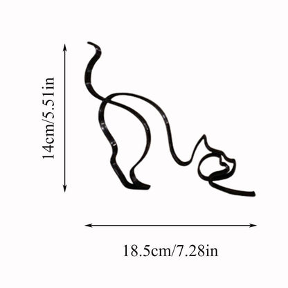 Tier Kunst Eisen Skulptur Retro Metall schwarze Linien Katze Hund Schreibtisch Ornament