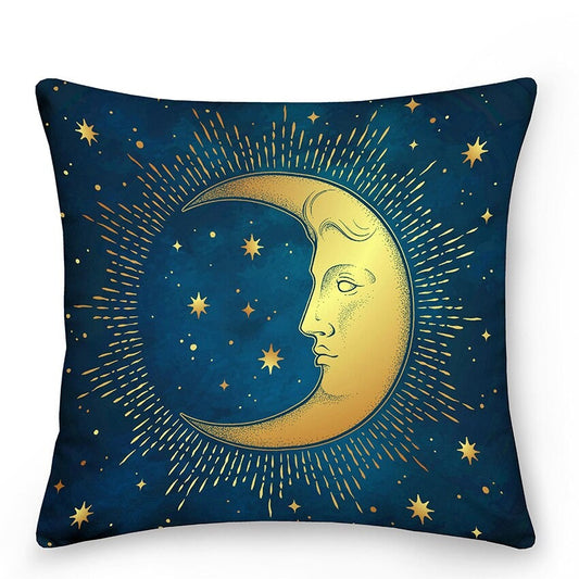 Dekokissen mit Sonne und Mond im astrologischen Stil
