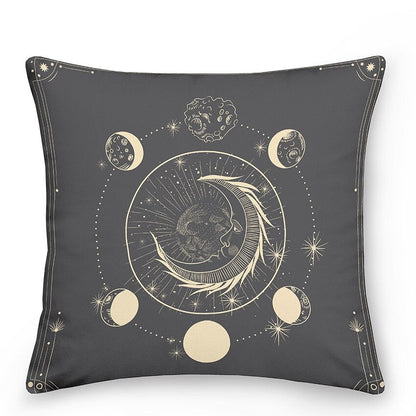 Dekokissen mit Sonne und Mond im astrologischen Stil