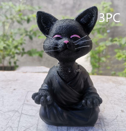 Verspielt Schwarze Buddha Katze Figur Meditation Yoga Sammlerstück Glückliche Katze Dekor Zuhause Garten Dekoration Garten Ornament