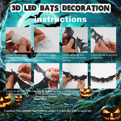 3D Fledermaus LED Wanddekoration — Verwandeln Sie Ihr Zuhause in die gruseligste Halloween-Bühne mit realistischen Flugillusionen!