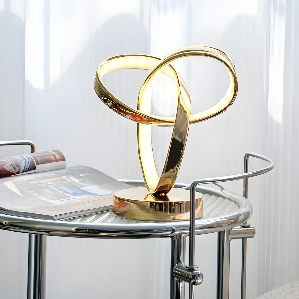 Lampe - Luxuriöse goldene Möbius-Ring Schreibtisch-Leselampe