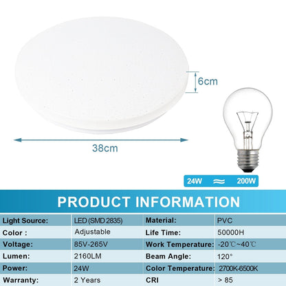 24W LED-Deckenleuchte dimmbar mit Sternenhimmel-Effekt