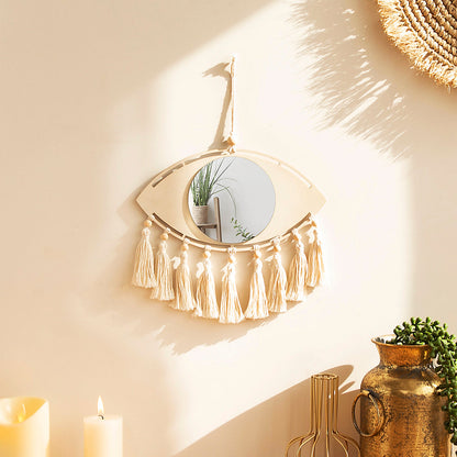 Heim Zeile | Boho Makramee Auge Spiegel Wanddekoration