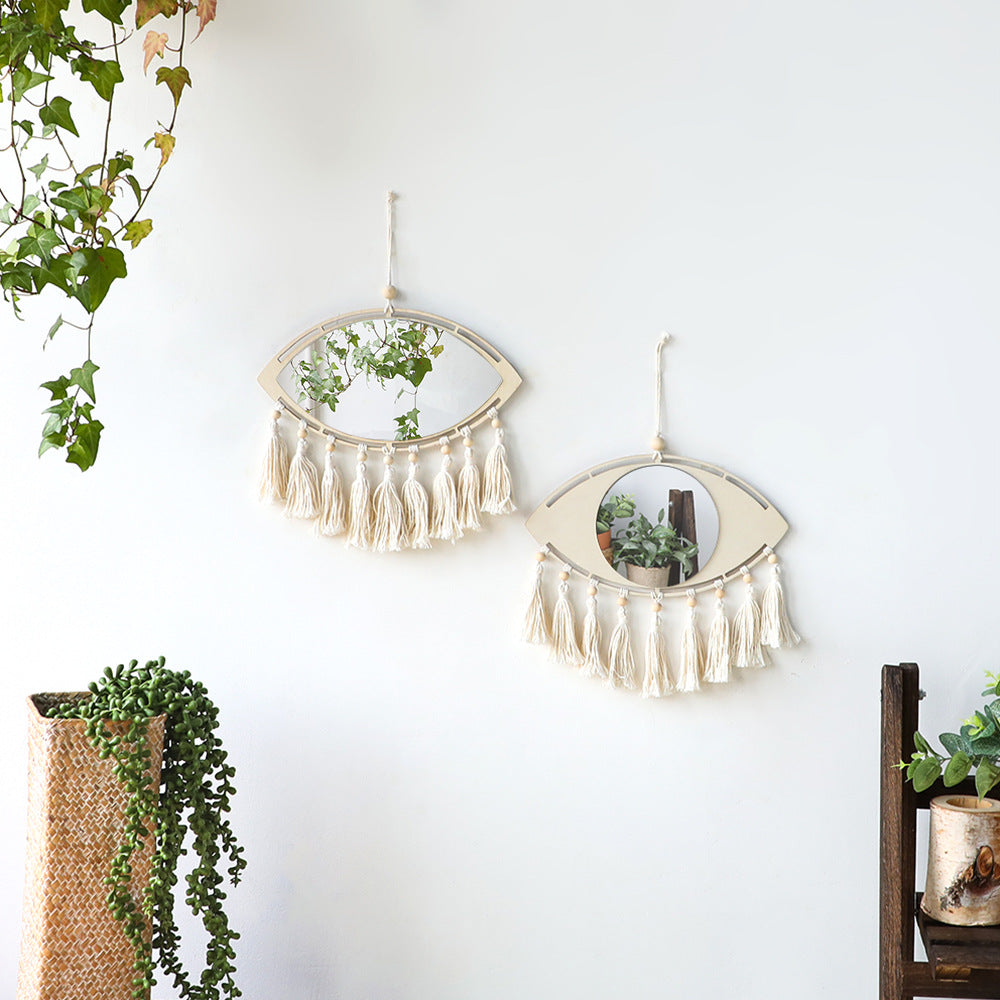 Heim Zeile | Boho Makramee Auge Spiegel Wanddekoration