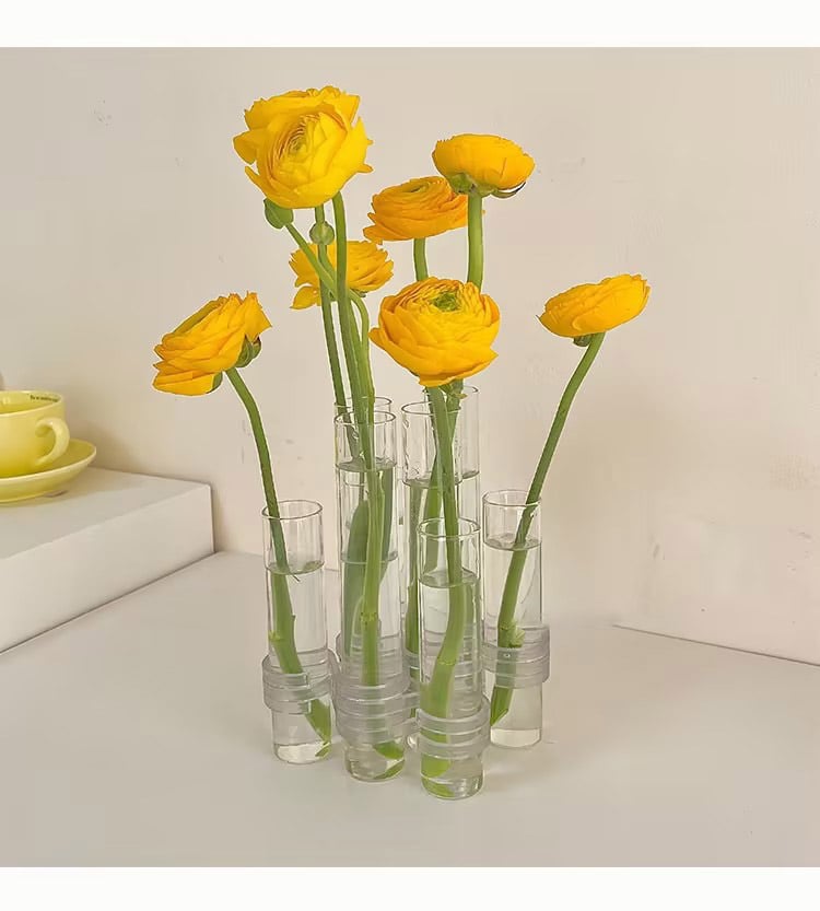 Flexible Blumenvasen mit Scharnieren Moderne Glasrohrvase