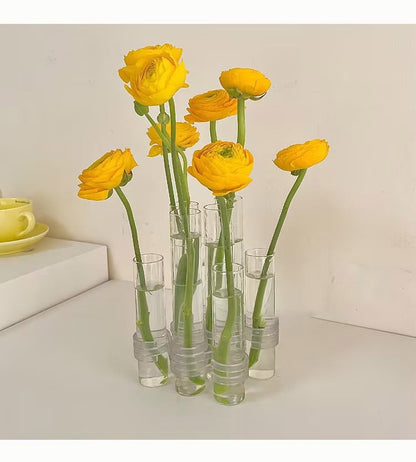 Flexible Blumenvasen mit Scharnieren Moderne Glasrohrvase