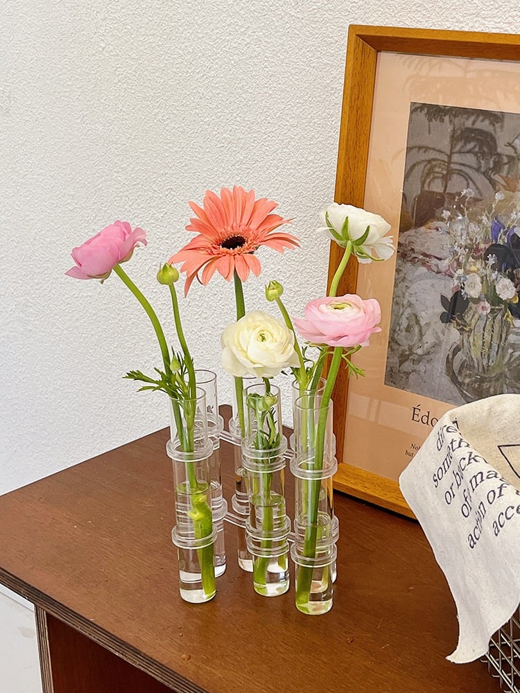 Flexible Blumenvasen mit Scharnieren Moderne Glasrohrvase