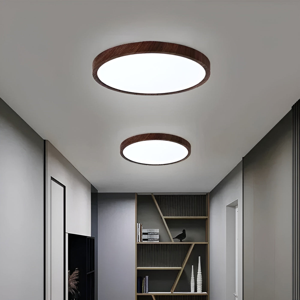 GrainGlow Light - Moderne Ultra-Dünne Holzdeckenlampe