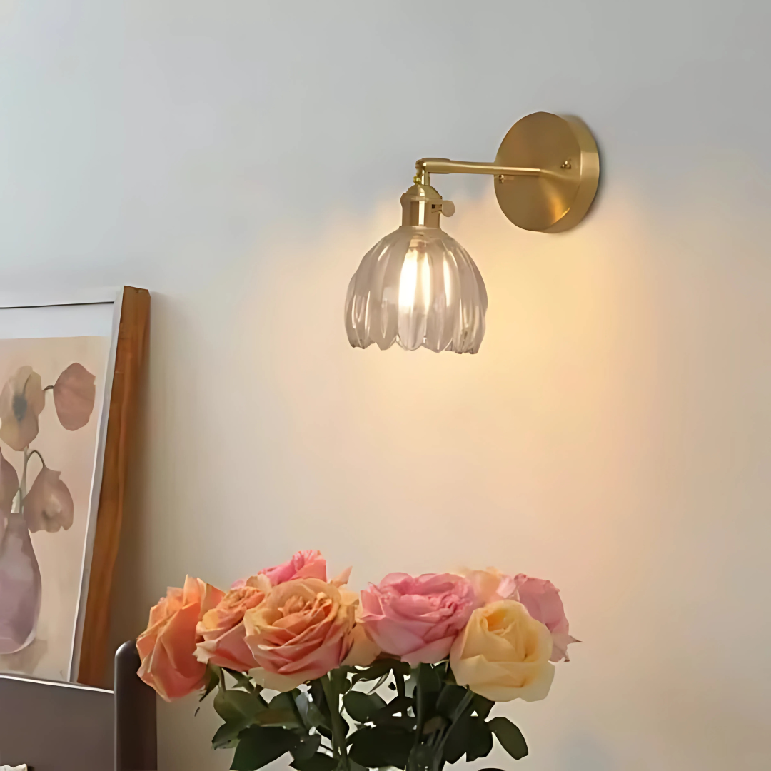 Vintage Glas Wandleuchten Blumen Design