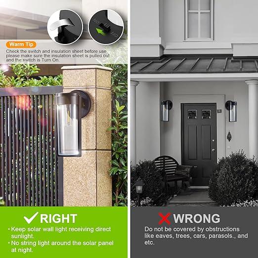 Solar-Wandlichter Solarbetriebene Decklichter, Automatisches Ein/Aus Wasserdichte Solar-Außenlichter Wandmontierte Solar-Dekorationslichter für Wandzaun Terrasse Pfosten Garten Veranda