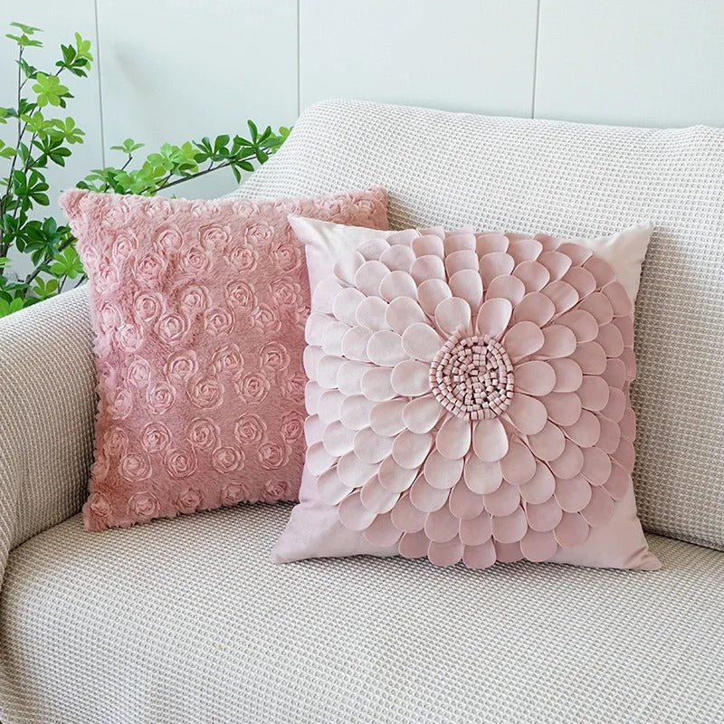 Rosa Kissenbezug mit Blumenmuster – Dekorative Kissenhülle für Wohnzimmer und Kinderzimmer | Heim Zeile