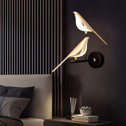 Moderne Vogel Wandlampe Gold - Minimalistische Wandbeleuchtung für dekorative Beleuchtung