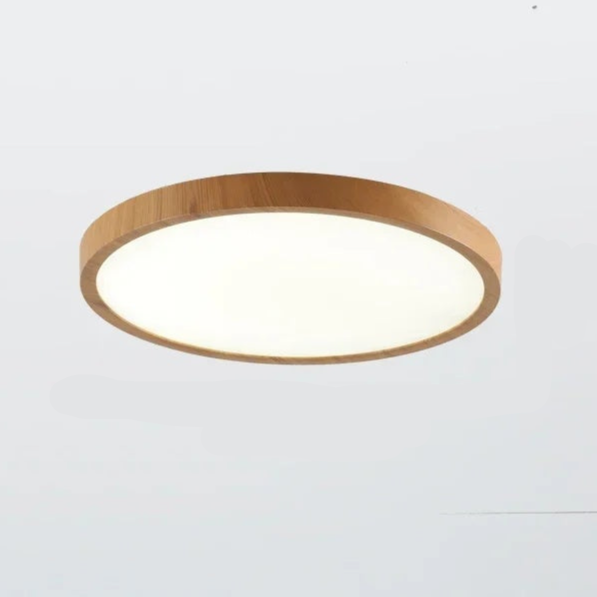 Moderne runde Deckenleuchte mit einstellbarem LED-Licht in warmer Walnussfarbe für Wohnzimmer und Schlafzimmer