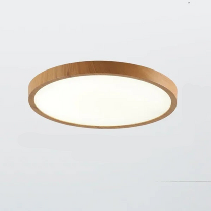 Moderne runde Deckenleuchte mit einstellbarem LED-Licht in warmer Walnussfarbe für Wohnzimmer und Schlafzimmer