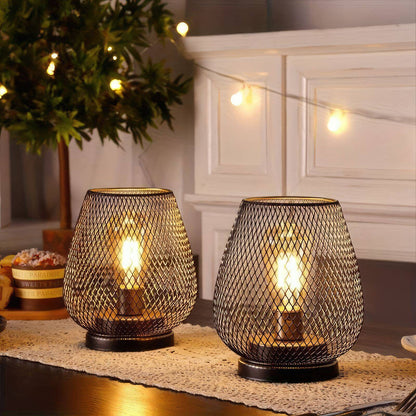 RusticMesh Tischlampen-Set Industriestil und Ambientebeleuchtung