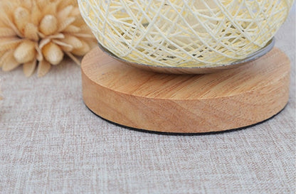 Rattan-Holz-Tischlampe