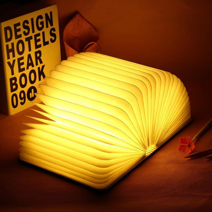 LED faltbare 360 Holz Buch Nachtlampe Schreibtischlampe USB wiederaufladbar