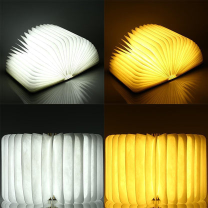 LED faltbare 360 Holz Buch Nachtlampe Schreibtischlampe USB wiederaufladbar